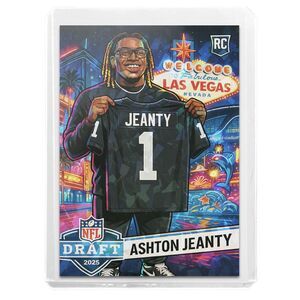 Ashton Jeanty RC SSP 2025 NFL Draft Cracked Ice Holographic Trading Card